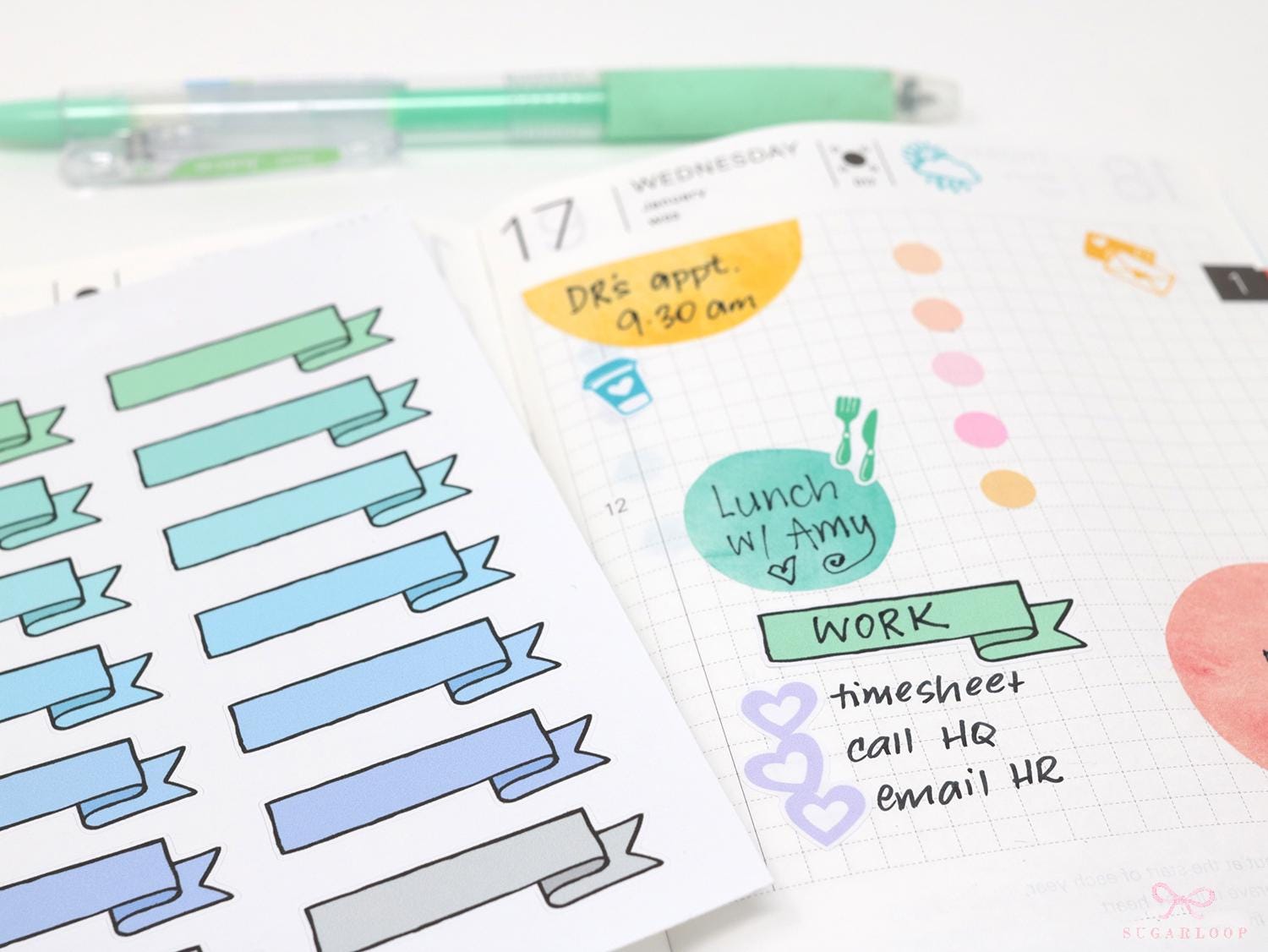 Banner Flag Bujo Planner Stickers: 1.5in (38 mm)