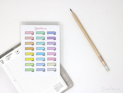 Banner Flag Bujo Planner Stickers: 1in (25 mm) Wide