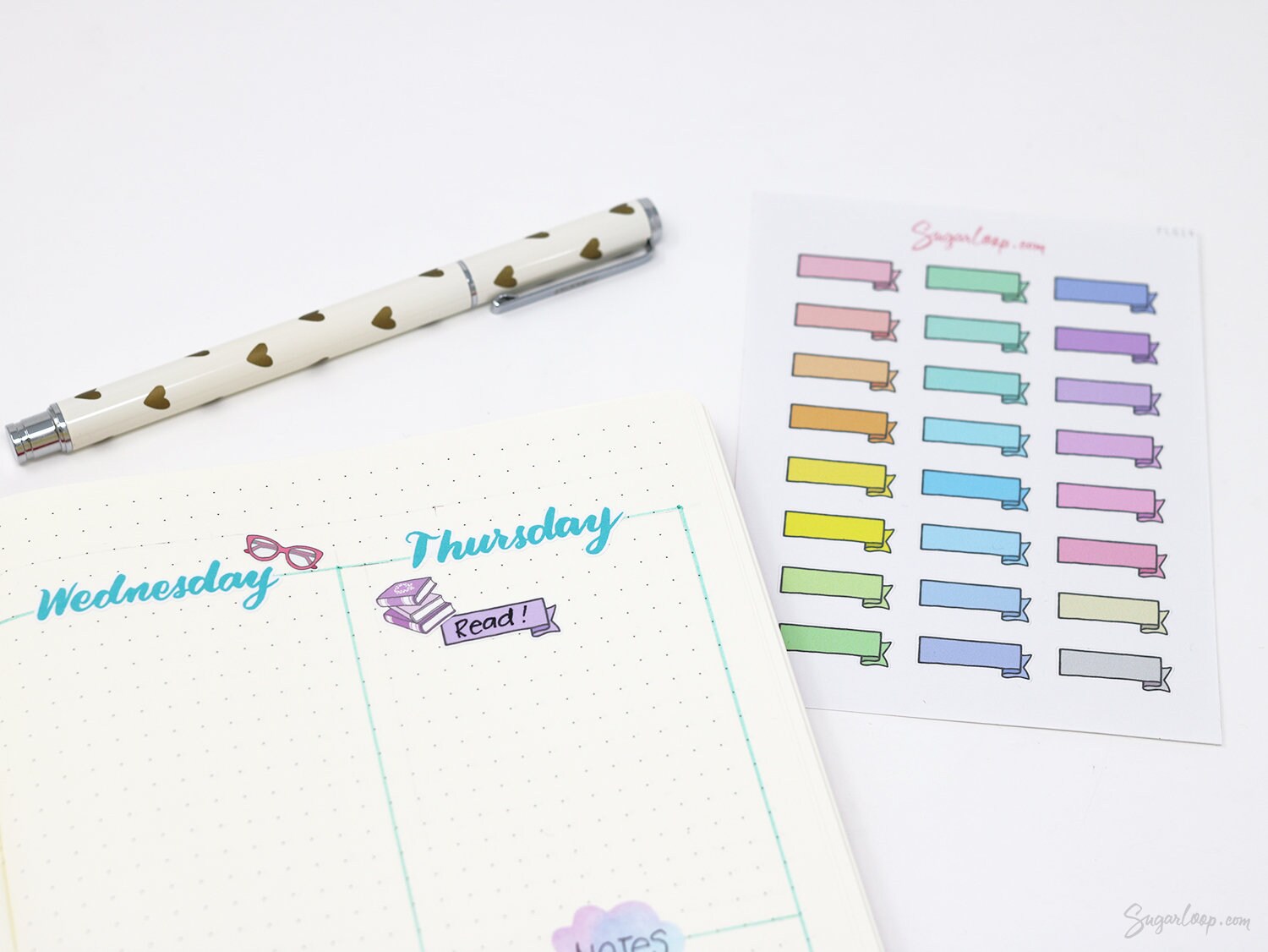 Banner Flag Bujo Planner Stickers: 1in (25 mm) Wide