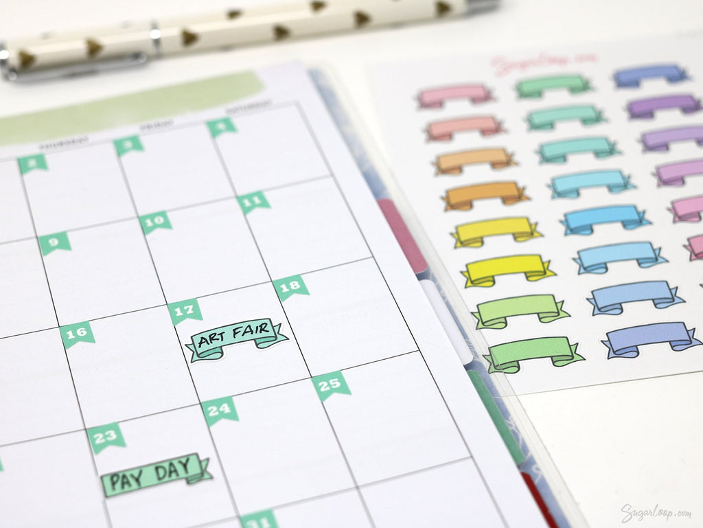 Banner Flag Bujo Planner Stickers: in (20 mm) Wide