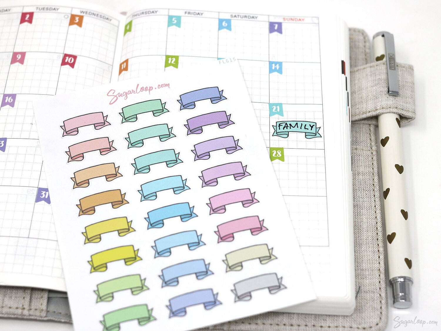 Banner Flag Bujo Planner Stickers: in (20 mm) Wide