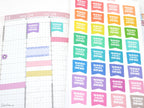 WFH Work From Home Banner Flag Bujo Journal Planner Stickers: Rainbow