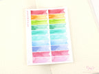 Writable, Watercolor, Bright Banner Planner Stickers: approx 10 mm (0.3 in) tall by 35 mm (1.3 in) wide