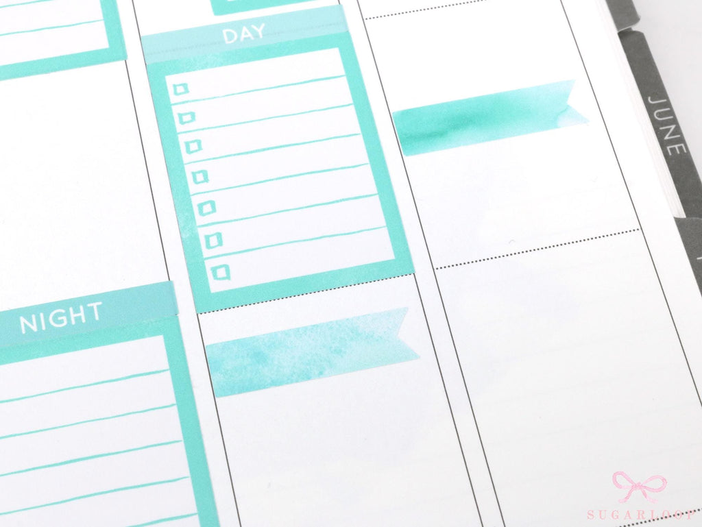 Watercolor Banner Flag Label Planner & Bujo Stickers: 0.5in (12 mm) Tall