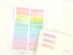 Writable, Watercolor, Pastel Banner Planner Stickers: 10 mm (0.3 in) tall by 35 mm (1.25 in) wide