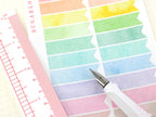 Writable, Watercolor, Pastel Banner Planner Stickers: 10 mm (0.3 in) tall by 35 mm (1.25 in) wide