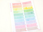 Writable, Watercolor, Pastel Banner Planner Stickers: 10 mm (0.3 in) tall by 35 mm (1.25 in) wide