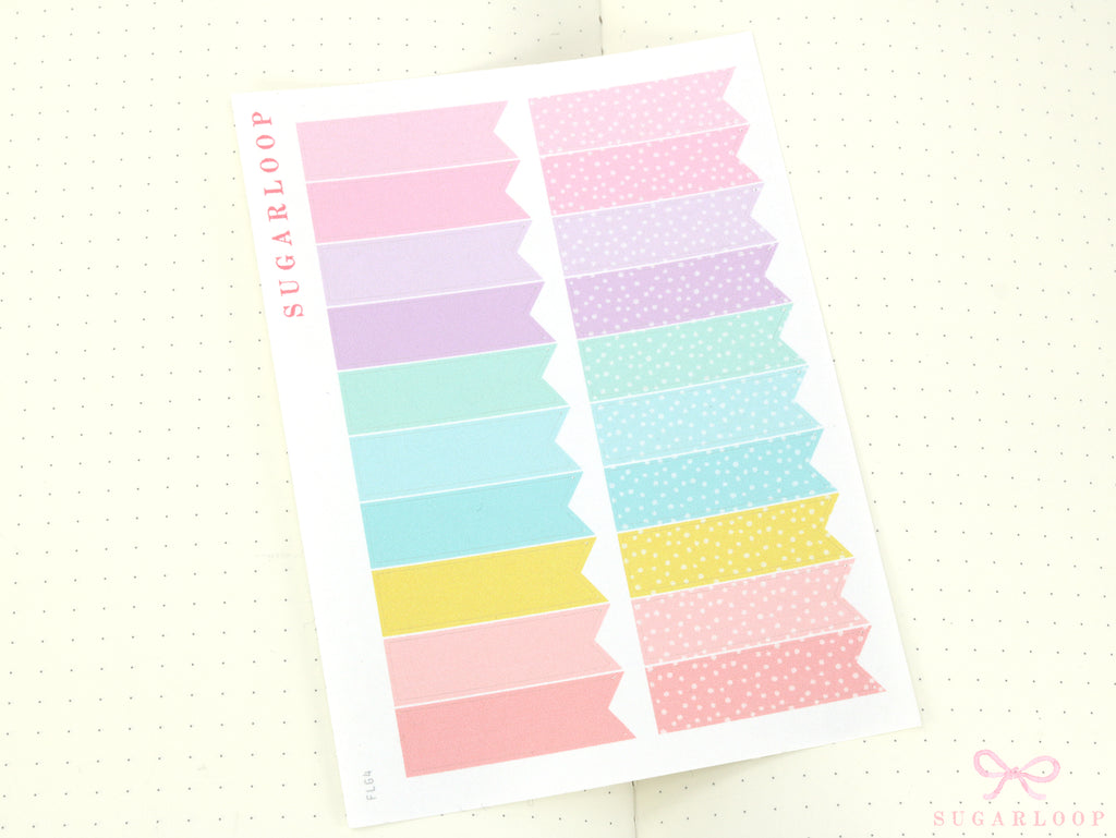Pastel Polka Dot Planner and Journal Stickers: Banner Flag Labels, Journaling, Vertical Planning Stickers