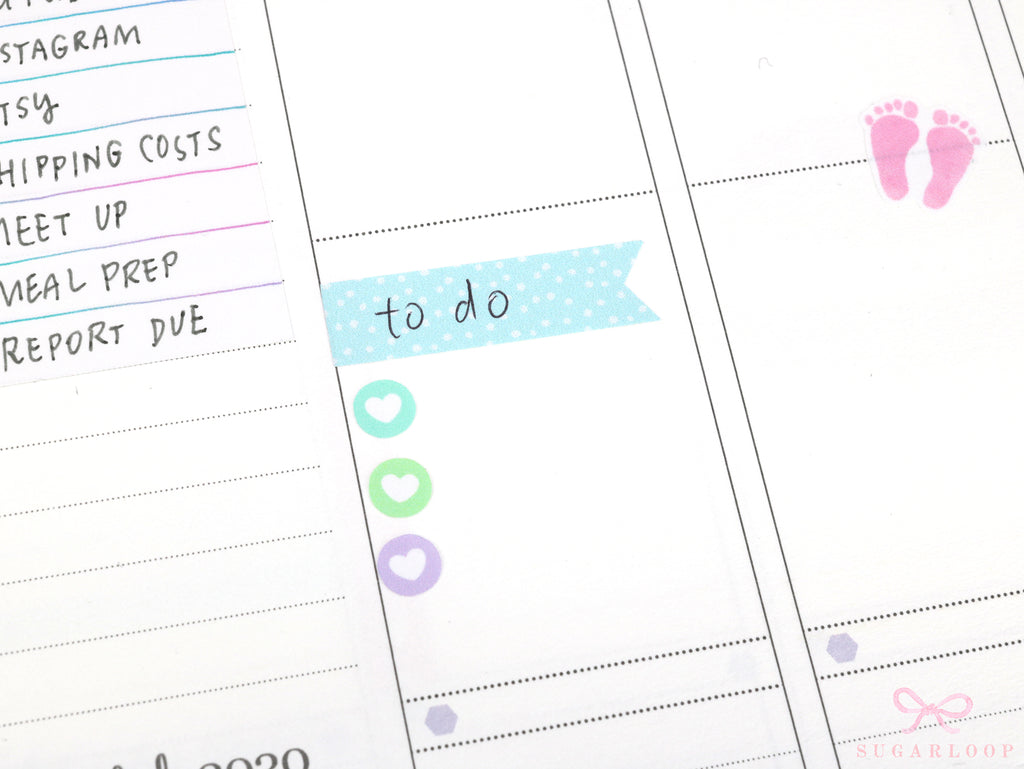 Pastel Polka Dot Planner and Journal Stickers: Banner Flag Labels, Journaling, Vertical Planning Stickers