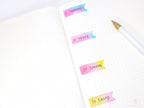 Watercolor Quarter Box Flag Label Bujo Planner Stickers: 0.5in (12 mm) Tall