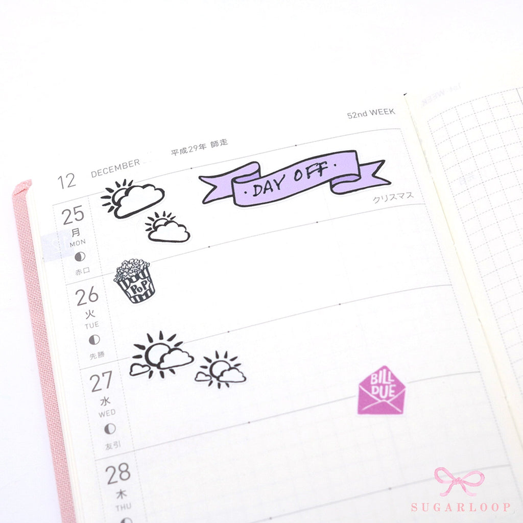 Banner Flag Planner Stickers Header Title Labels: Various Widths