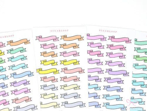 Banner Flag Planner Stickers Header Title Labels: Various Widths