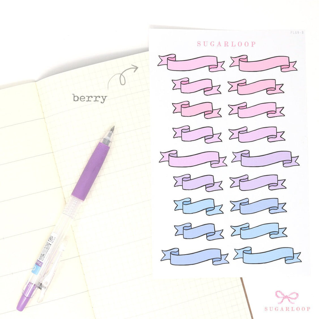 Banner Flag Planner Stickers Header Title Labels: Various Widths