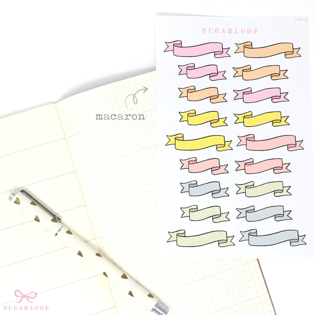Banner Flag Planner Stickers Header Title Labels: Various Widths