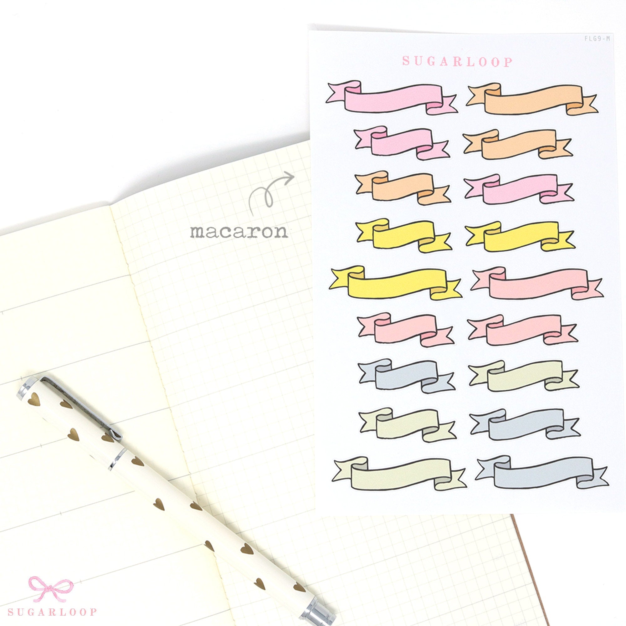 Banner Flag Planner Stickers Header Title Labels: Various Widths