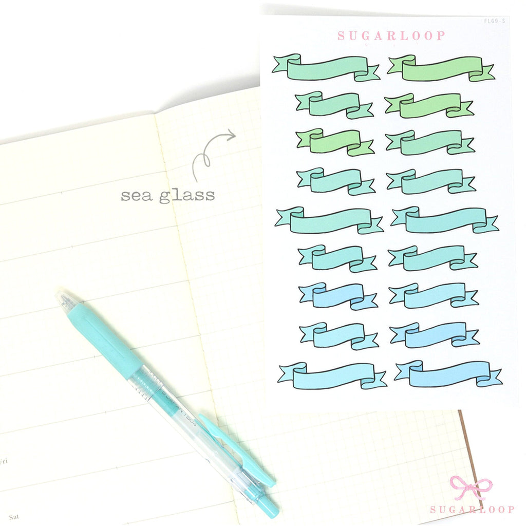 Banner Flag Planner Stickers Header Title Labels: Various Widths