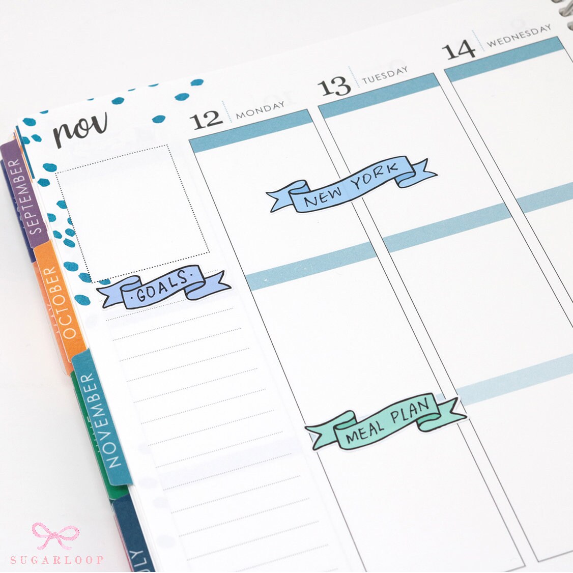 Banner Flag Planner Stickers Header Title Labels: Various Widths