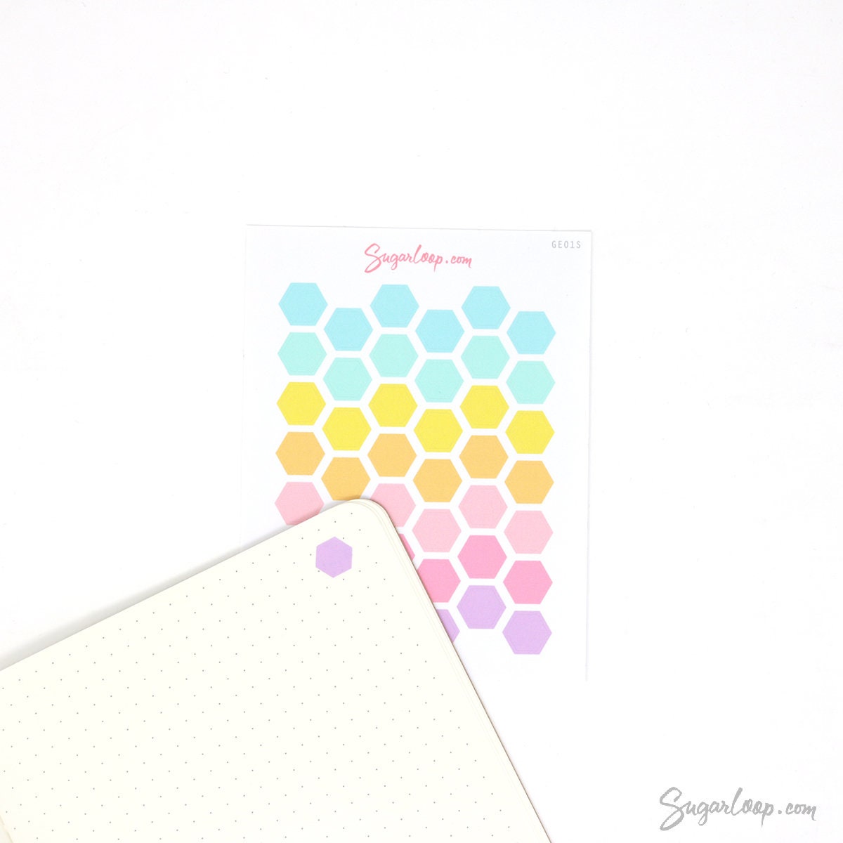 Hexagon Pastel Bujo Planner Stickers: 0.5in (12mm) 0.75in (19mm)