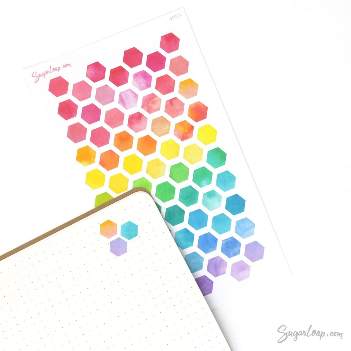 Watercolor Hexagon Bujo Planner Stickers: 0.5in (6mm)