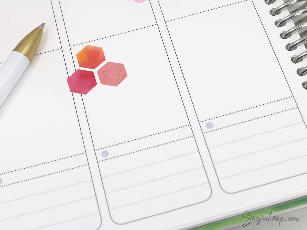 Watercolor Hexagon Bujo Planner Stickers: 0.5in (6mm)