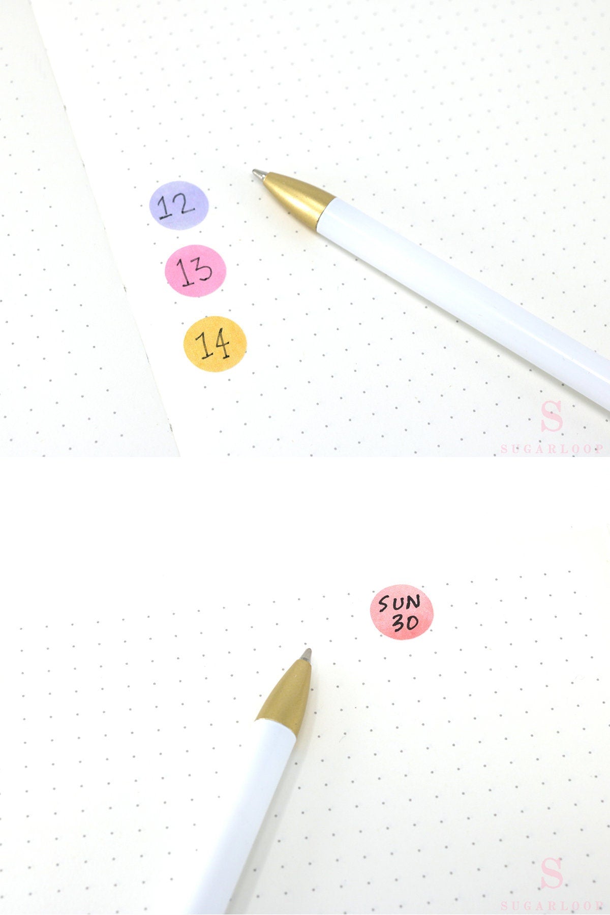 Hexagon Dot Circle Square Bujo Planner Stickers: 0.5” (12 mm)