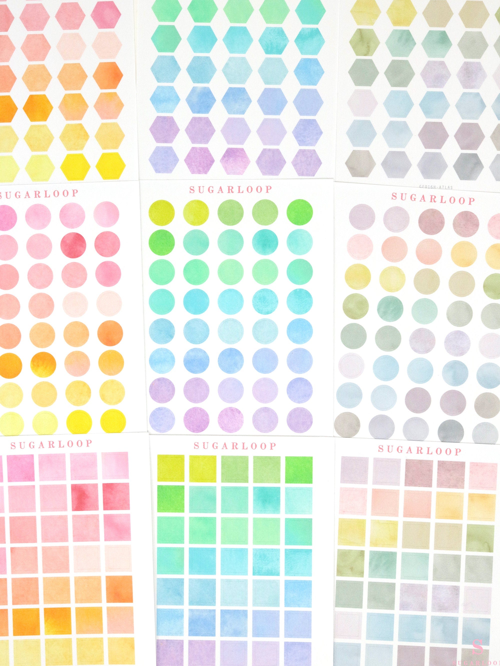 Hexagon Dot Square Bujo Planner Stickers: 1/2 inch (12 mm)