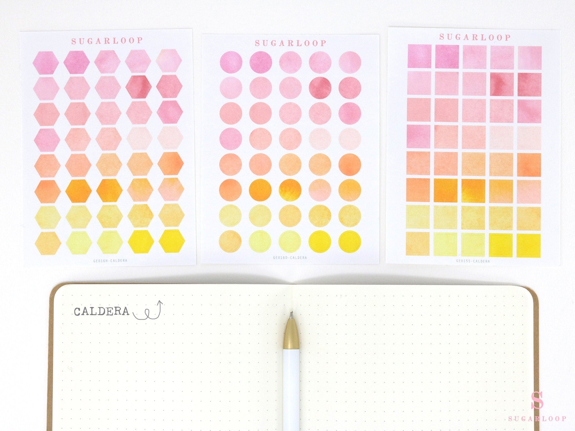 Hexagon Dot Square Bujo Planner Stickers: 1/2 inch (12 mm)