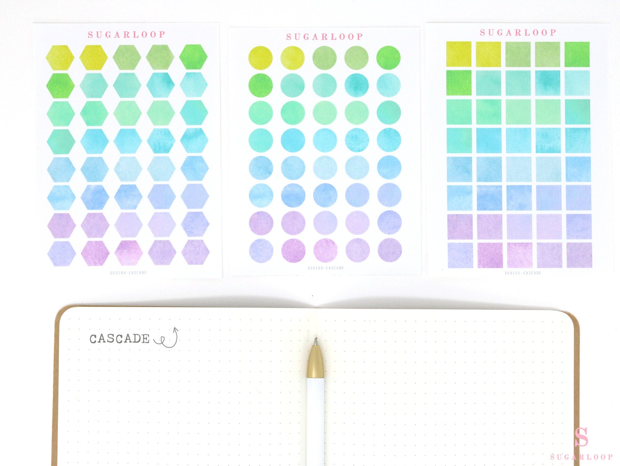 Hexagon Dot Square Bujo Planner Stickers: 1/2 inch (12 mm)