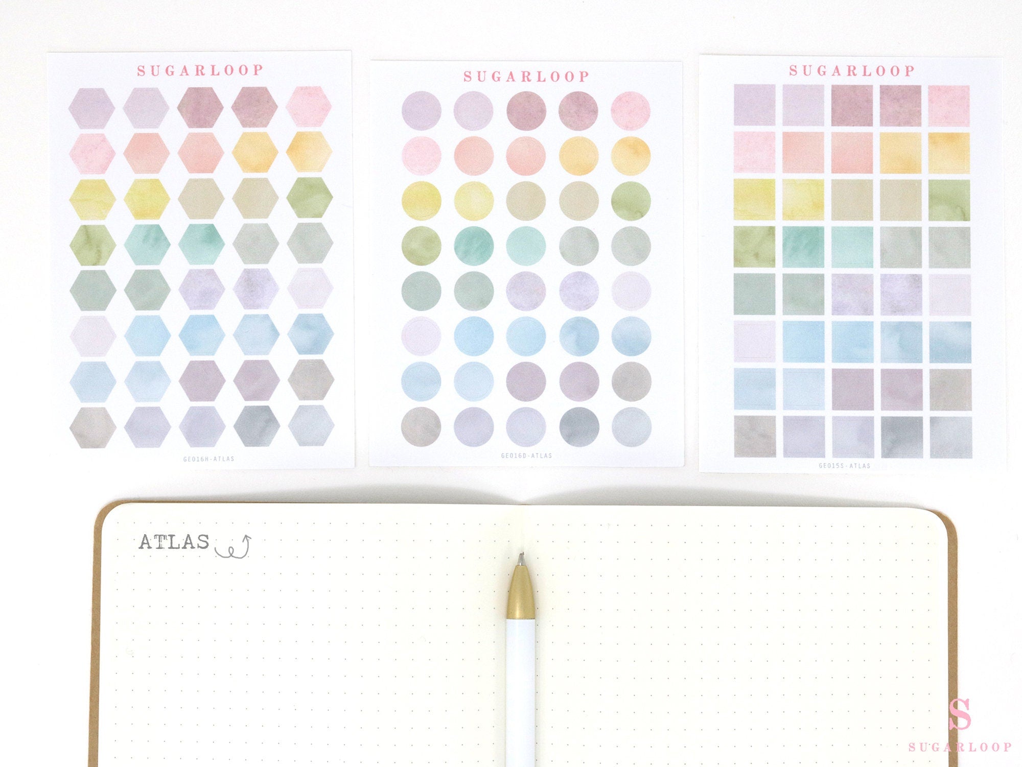 Hexagon Dot Square Bujo Planner Stickers: 1/2 inch (12 mm)