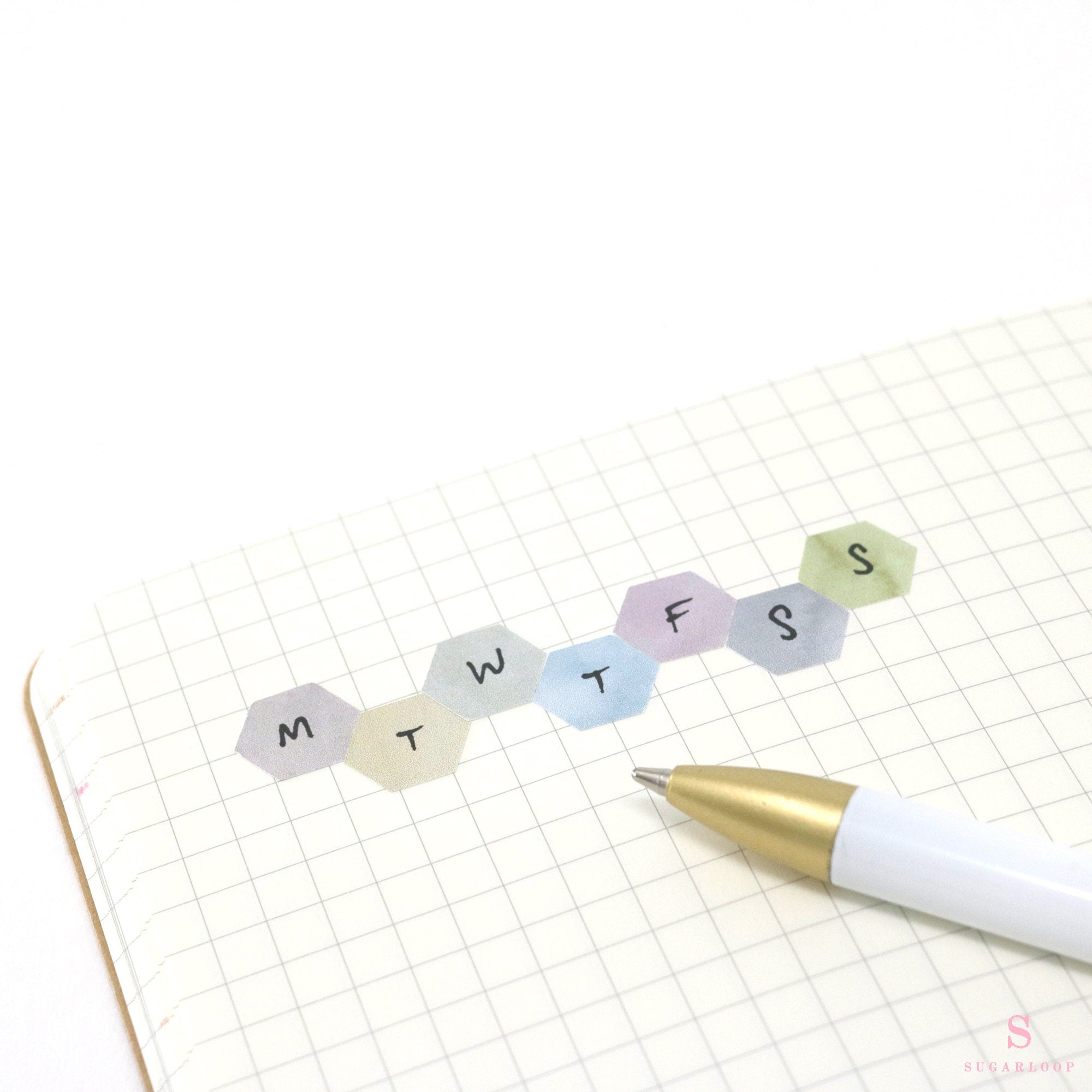 Hexagon Dot Square Bujo Planner Stickers: 1/2 inch (12 mm)