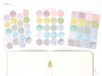 Watercolor Dot Hexagon Square Bujo Planner Stickers: 3/4 inch (19 mm)