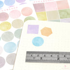 Watercolor Dot Hexagon Square Bujo Planner Stickers: 3/4 inch (19 mm)