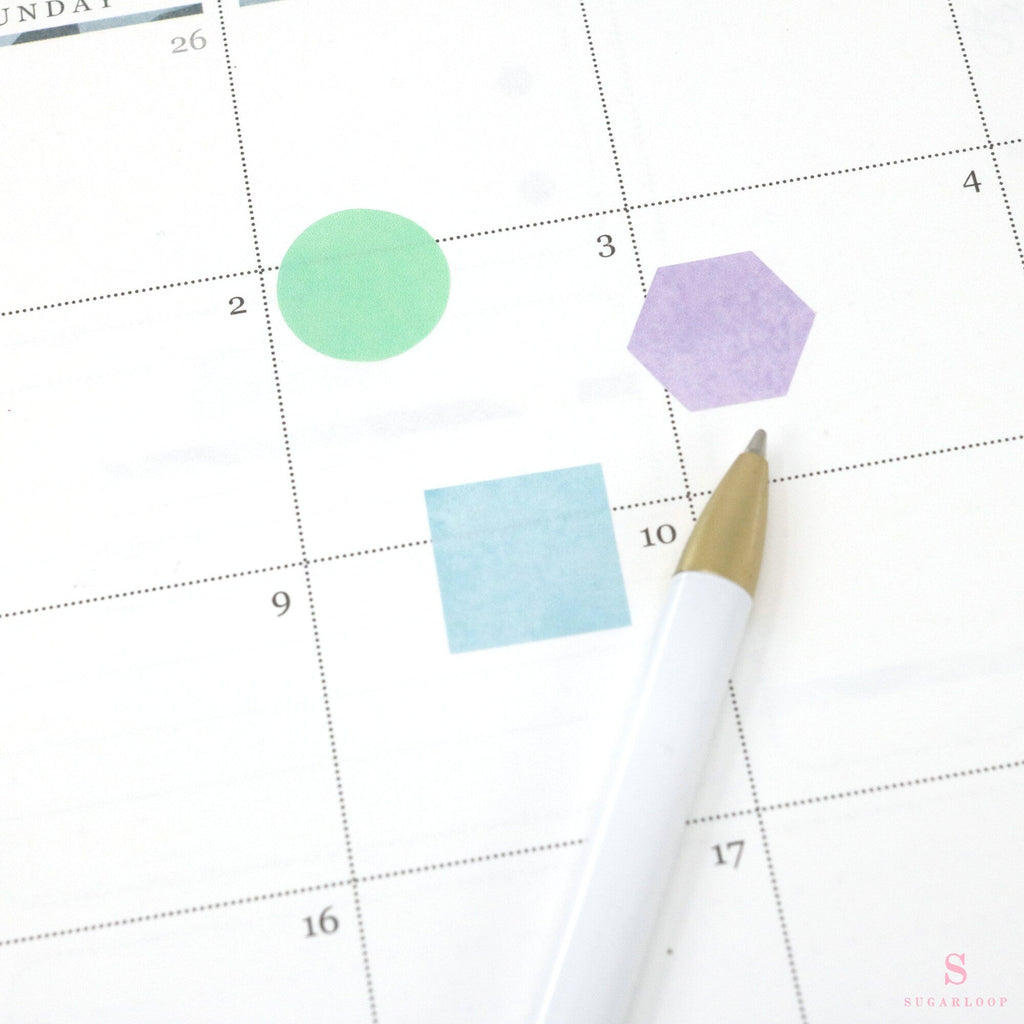 Watercolor Dot Hexagon Square Bujo Planner Stickers: 3/4 inch (19 mm)