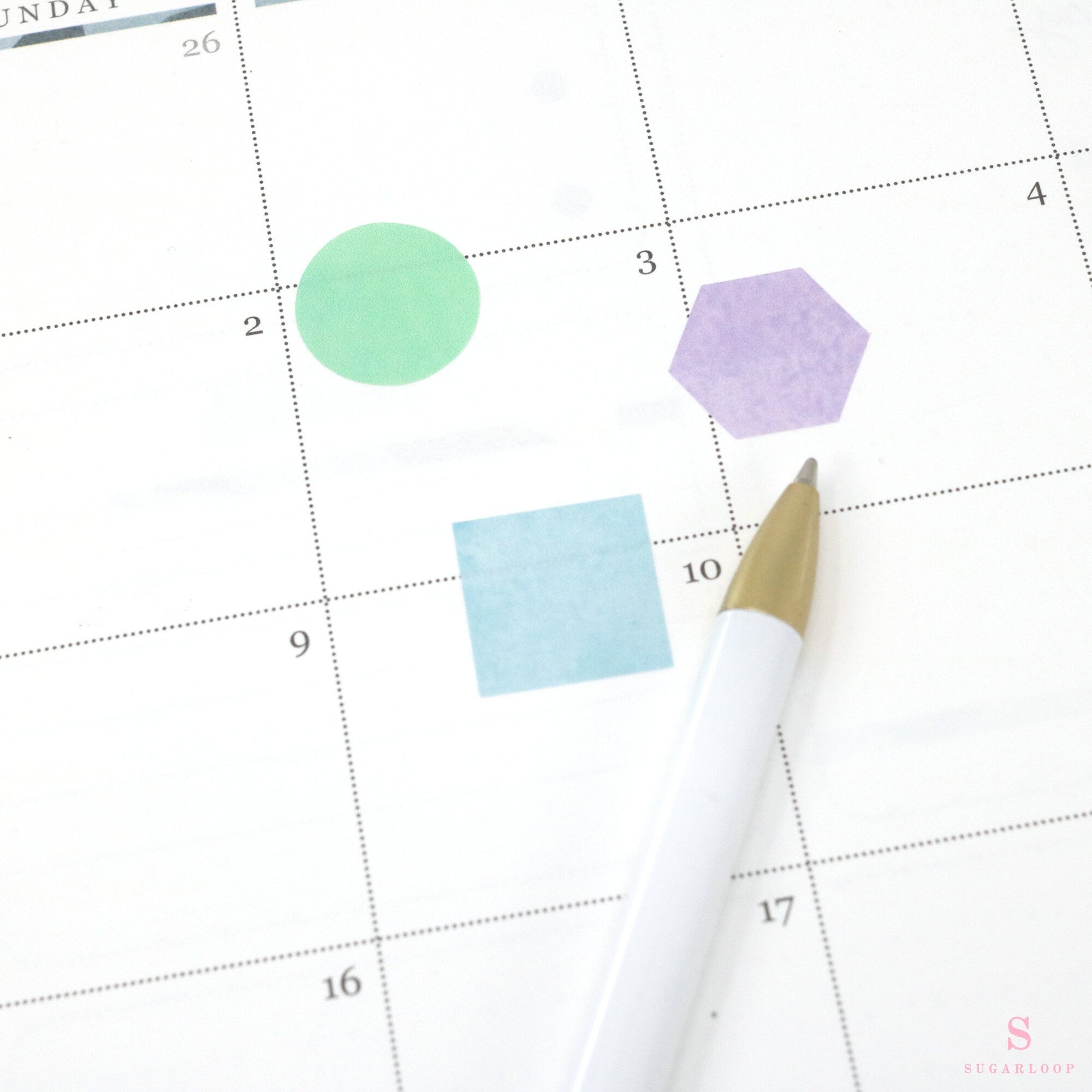 Watercolor Dot Hexagon Square Bujo Planner Stickers: 3/4 inch (19 mm)