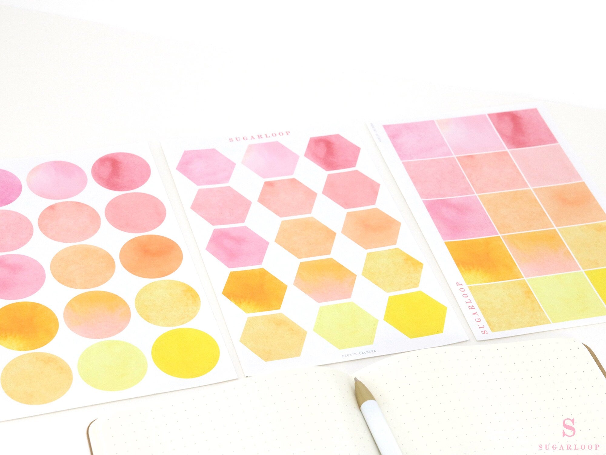 Hexagon Dot Square Bujo Planner Stickers: 1.25 inch (30 mm)