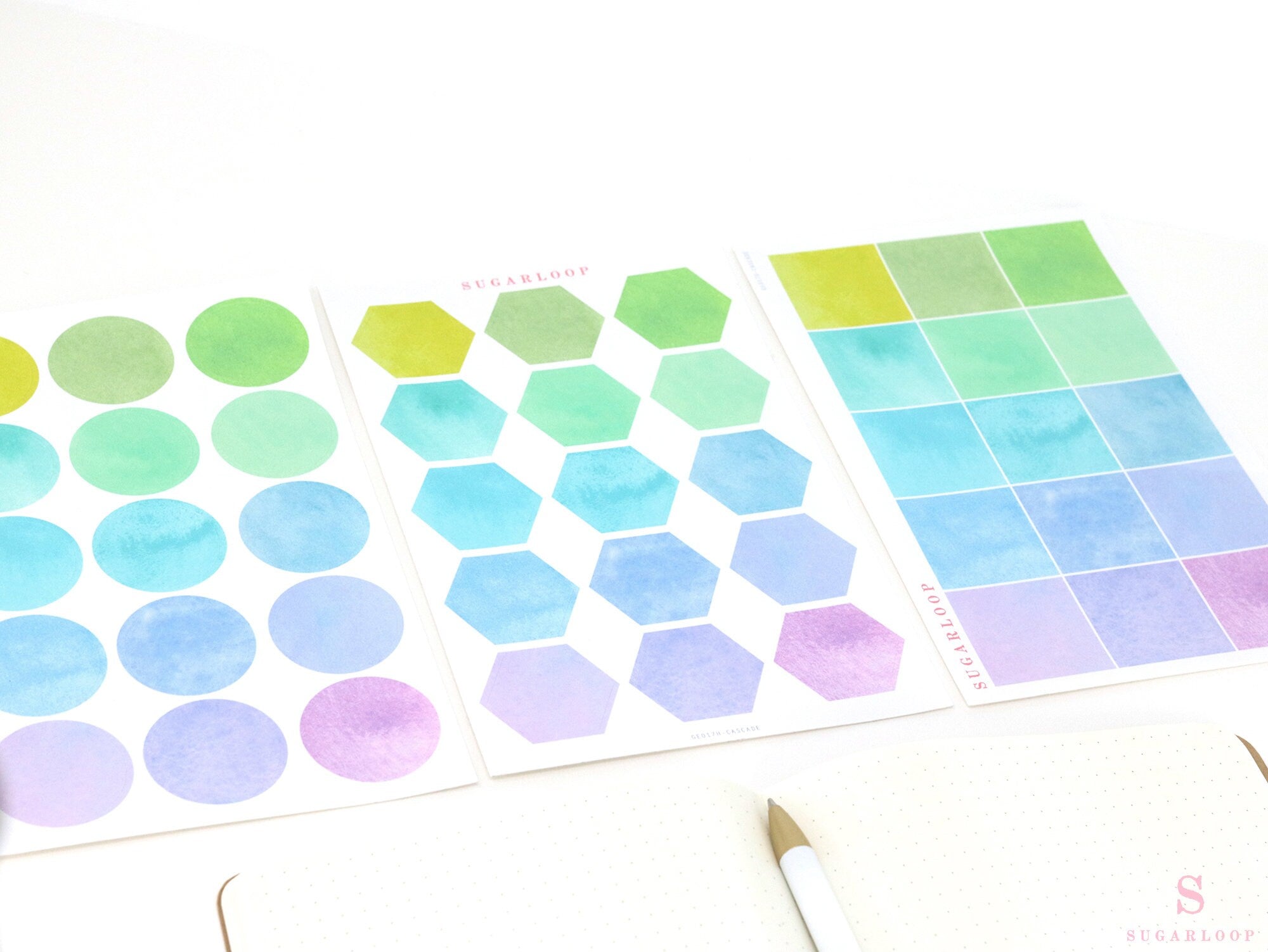Hexagon Dot Square Bujo Planner Stickers: 1.25 inch (30 mm)