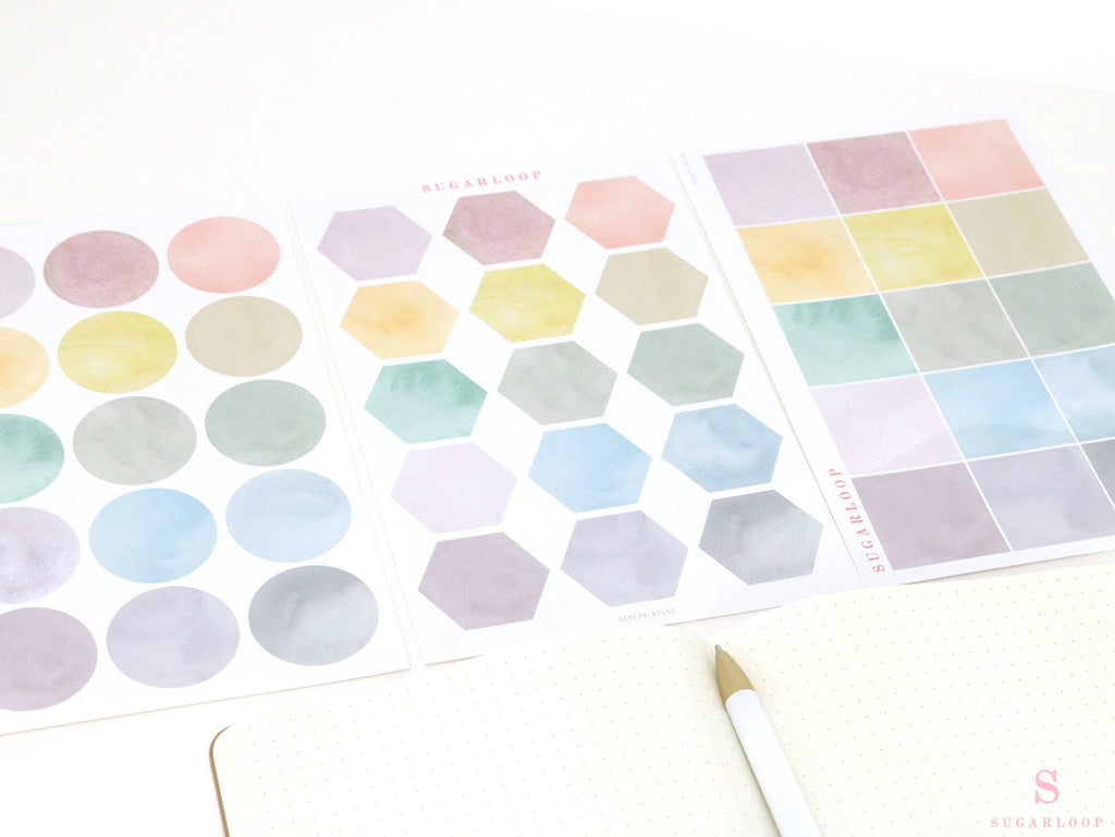 Hexagon Dot Square Bujo Planner Stickers: 1.25 inch (30 mm)