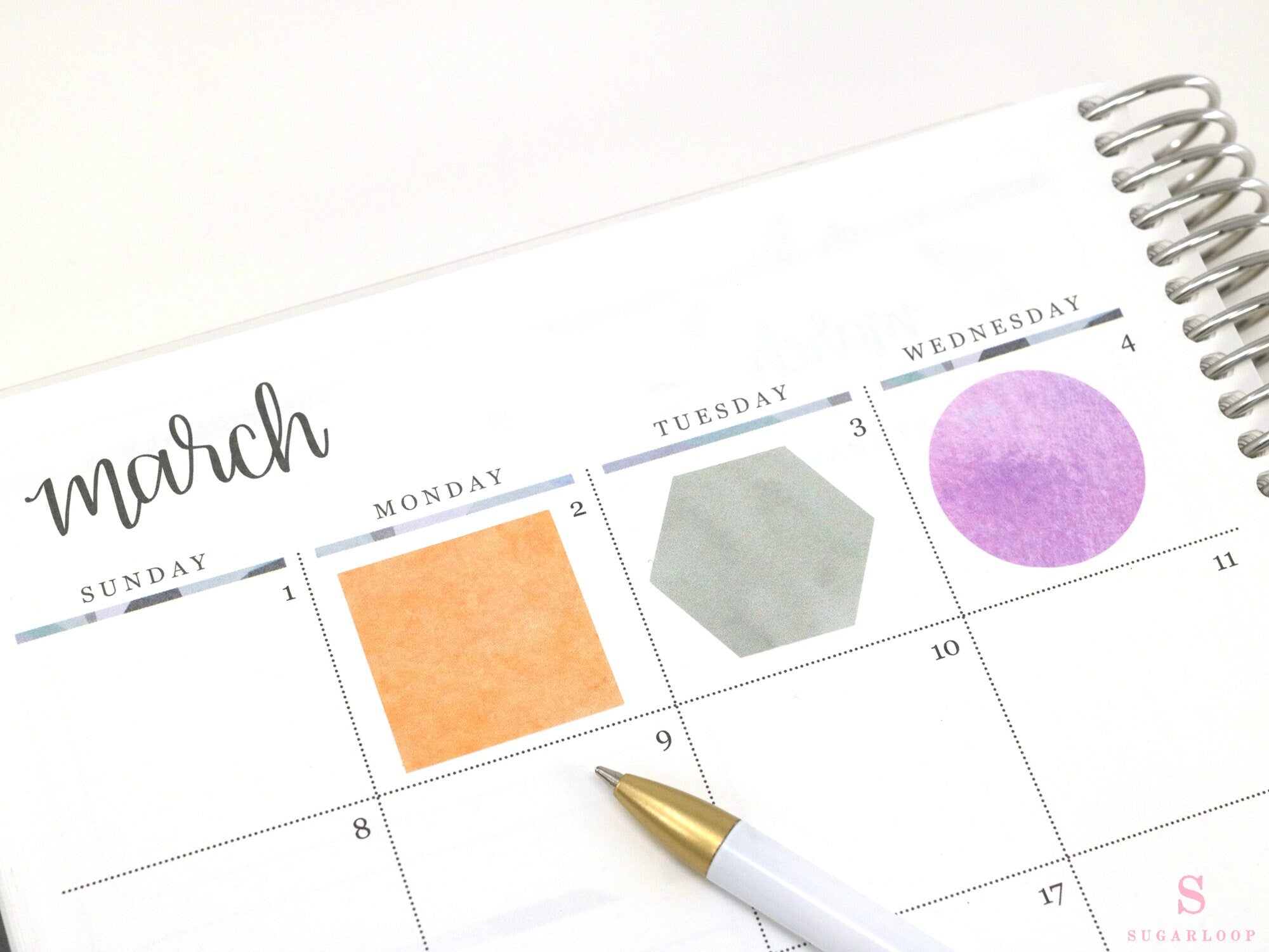 Hexagon Dot Square Bujo Planner Stickers: 1.25 inch (30 mm)