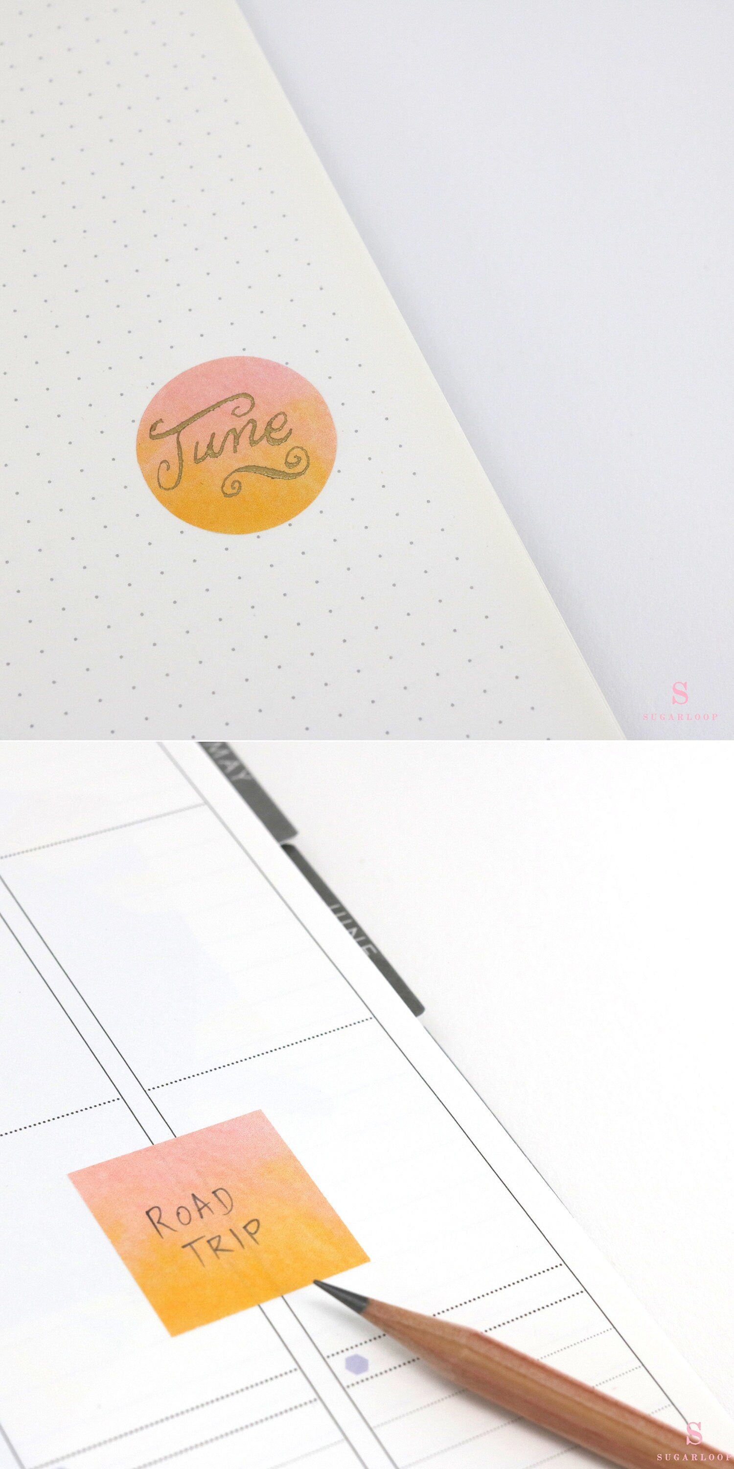 Hexagon Dot Square Bujo Planner Stickers: 1.25 inch (30 mm)