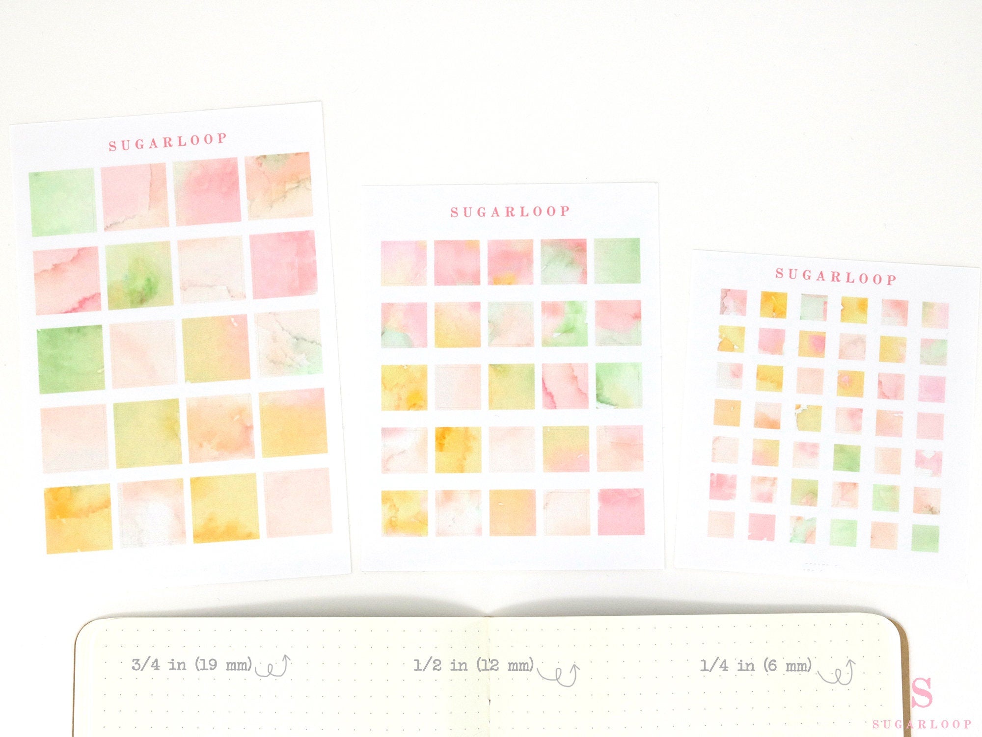 Hexagon Dot Square Bujo Planner Stickers: Various Sizes