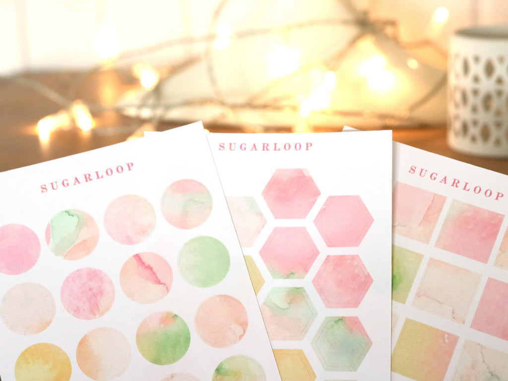 Multicolor Bujo Planner Stickers – Dots, Hexagons, Squares