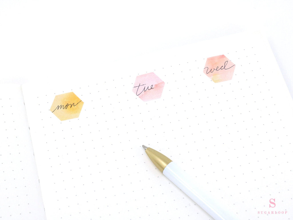 Multicolor Bujo Planner Stickers – Dots, Hexagons, Squares