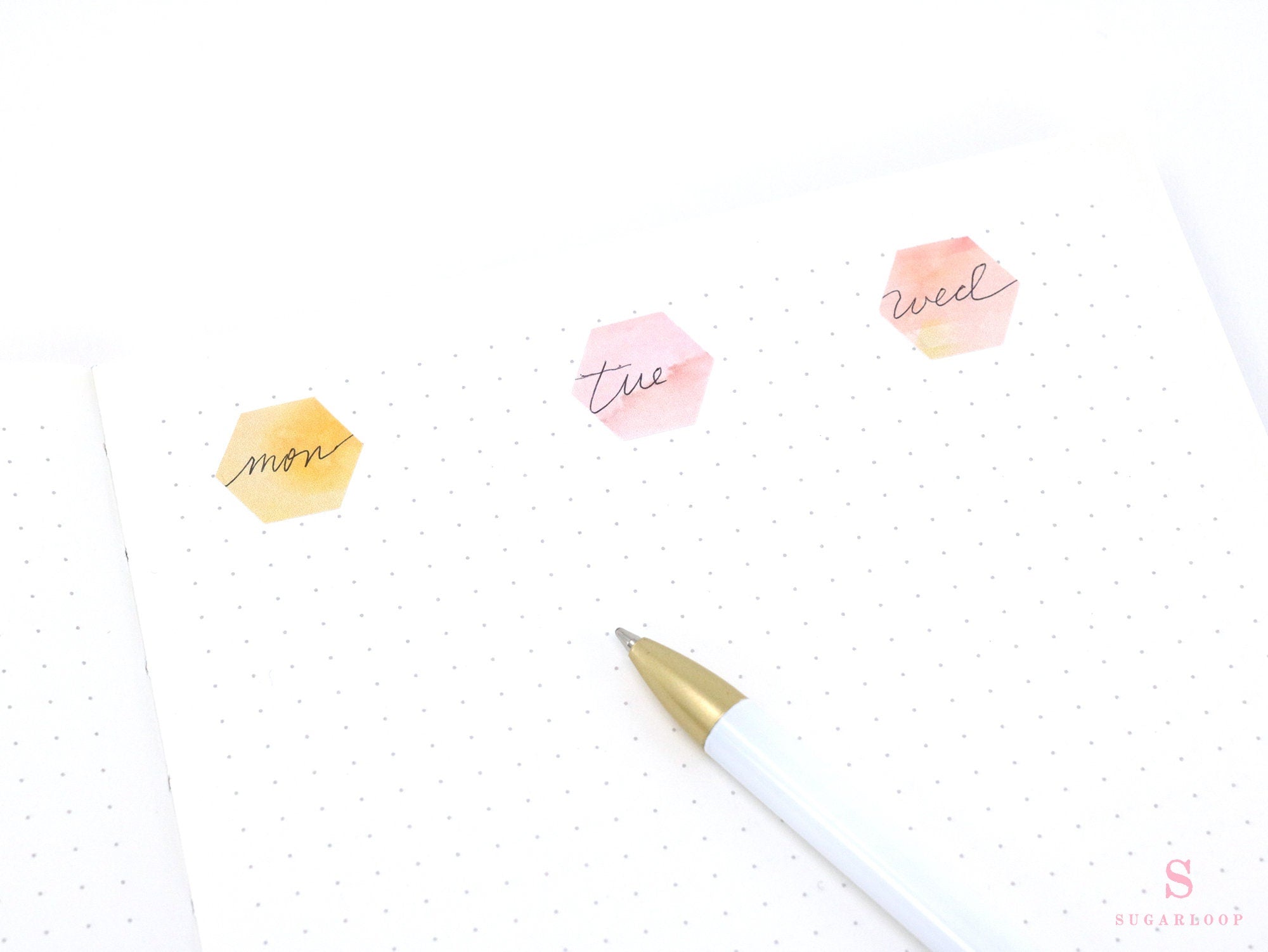 Hexagon Dot Square Bujo Planner Stickers: Various Sizes