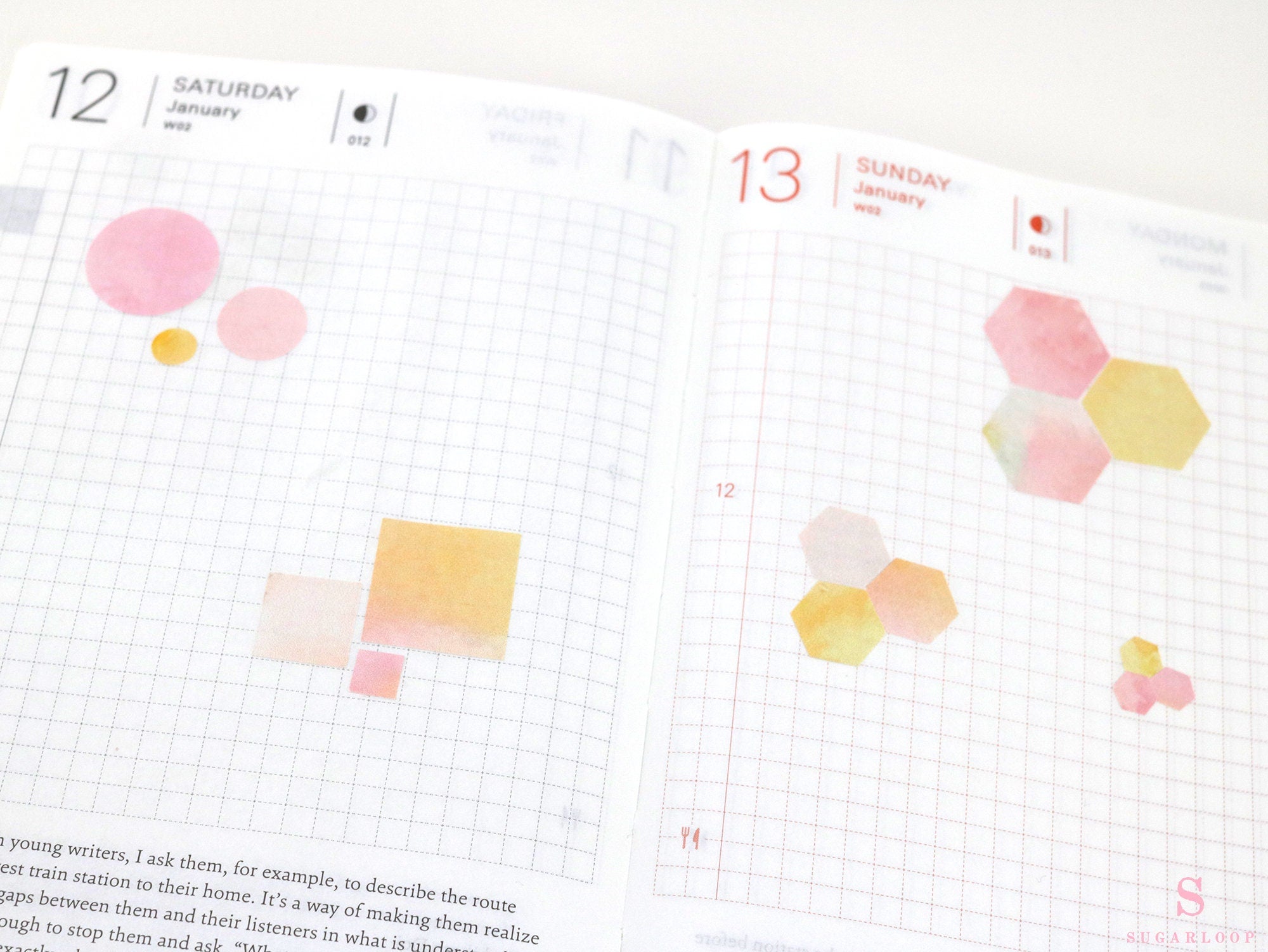 Hexagon Dot Square Bujo Planner Stickers: Various Sizes