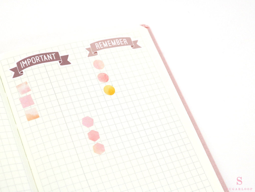 Multicolor Bujo Planner Stickers – Dots, Hexagons, Squares