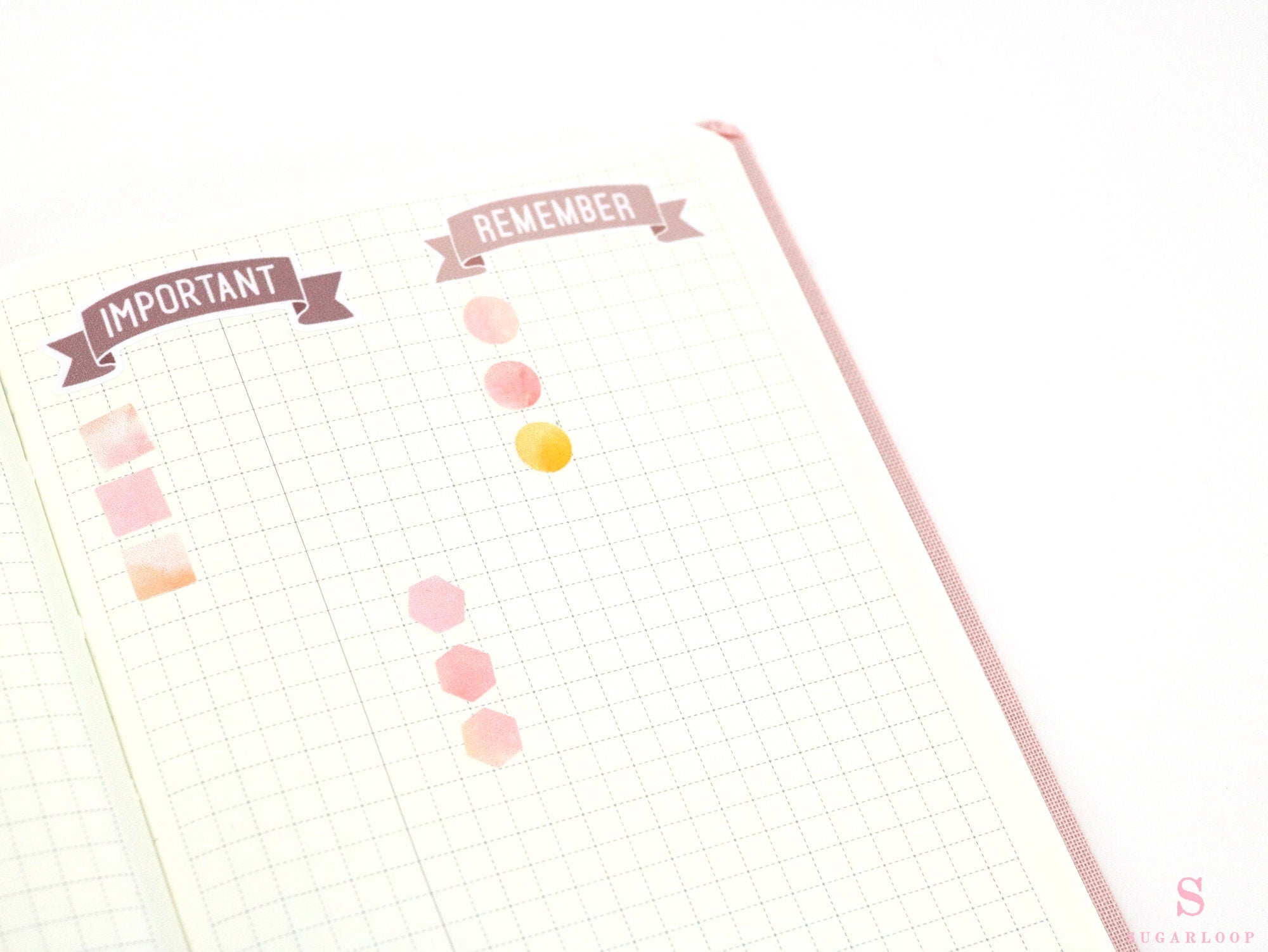 Hexagon Dot Square Bujo Planner Stickers: Various Sizes
