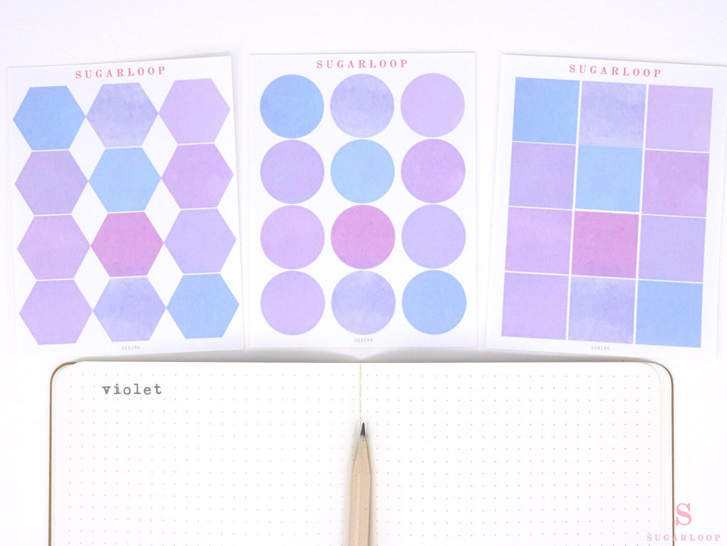 Hexagon Dot Square Bujo Planner Stickers: 1 in (25 mm)