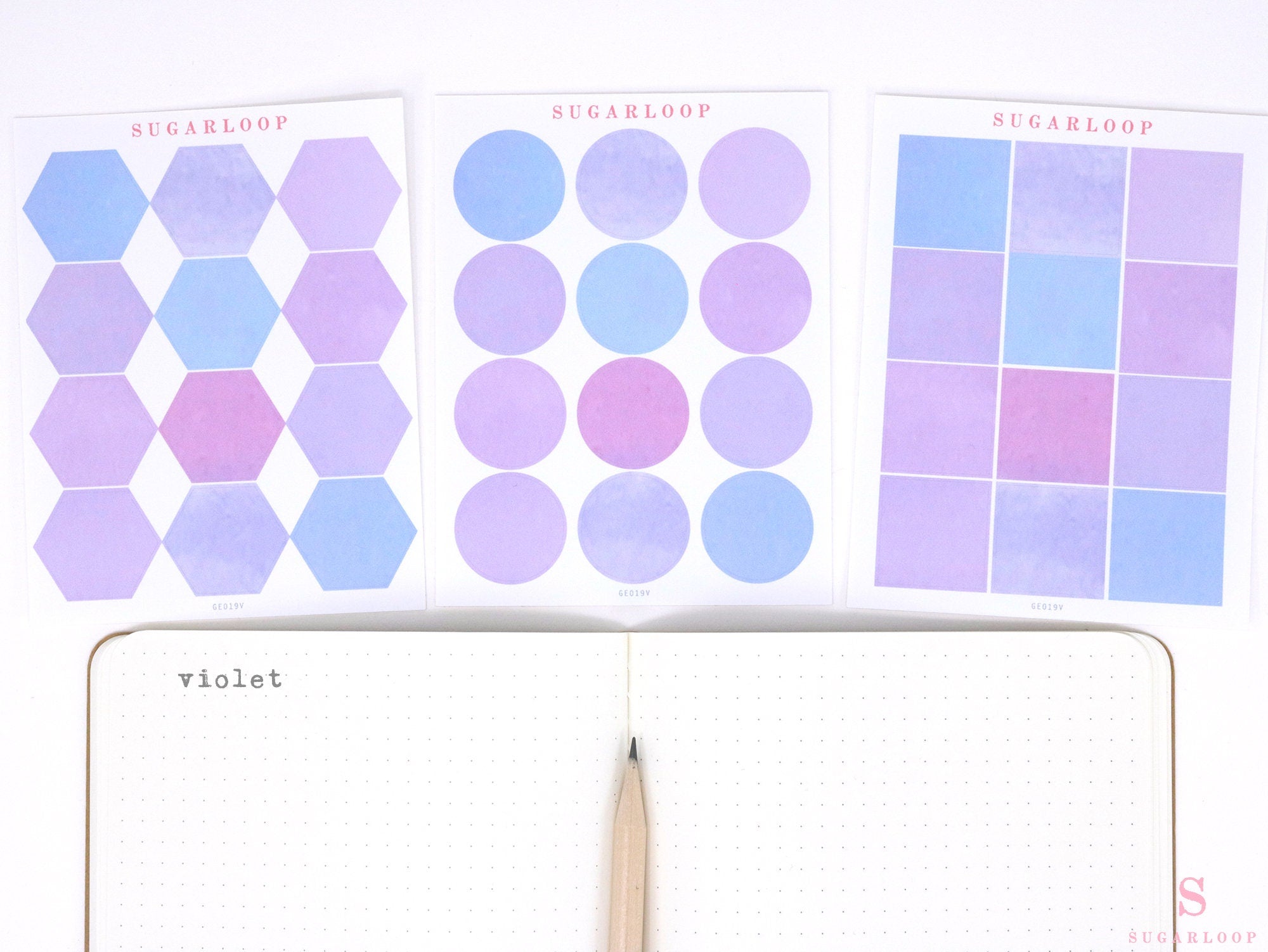 Hexagon Dot Square Bujo Planner Stickers: 1 in (25 mm)
