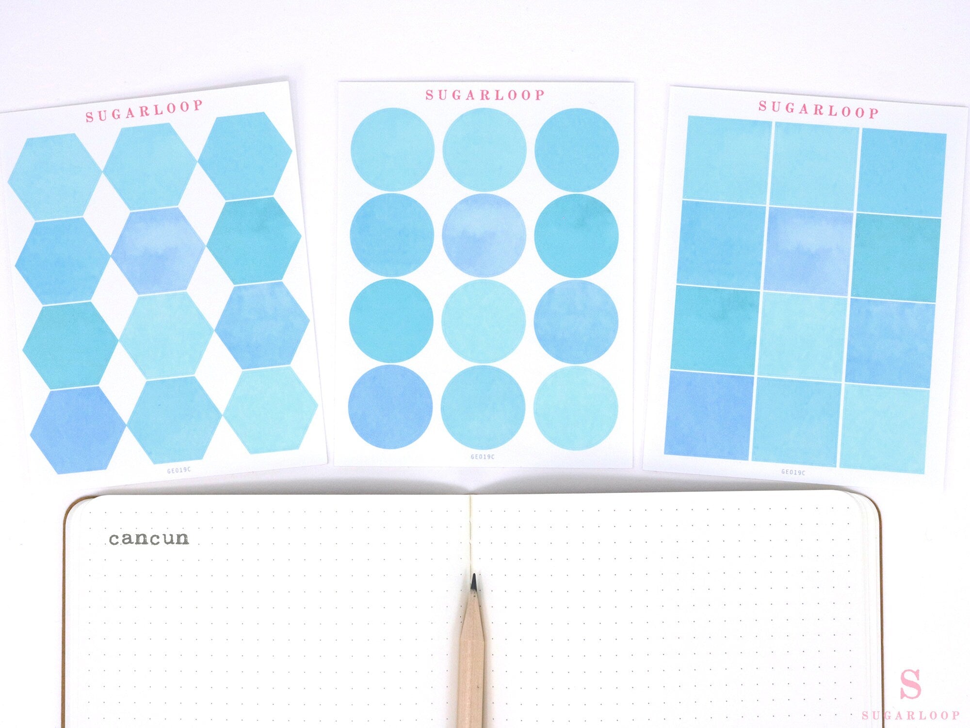 Hexagon Dot Square Bujo Planner Stickers: 1 in (25 mm)