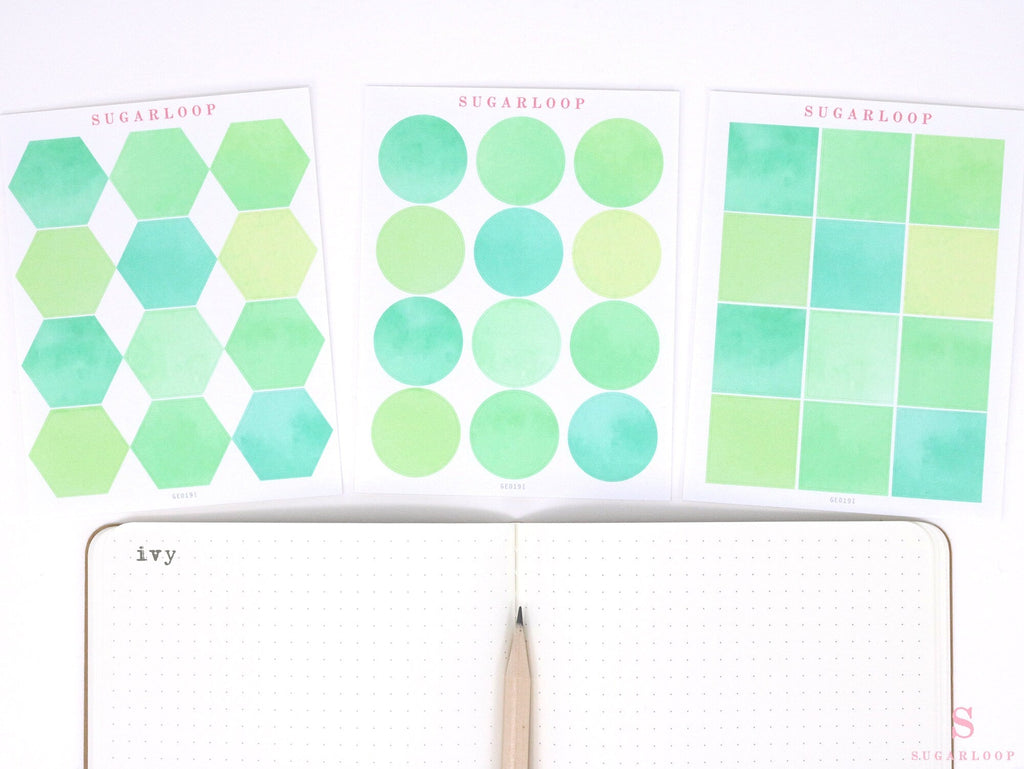 Hexagon Dot Square Bujo Planner Stickers: 1 in (25 mm)